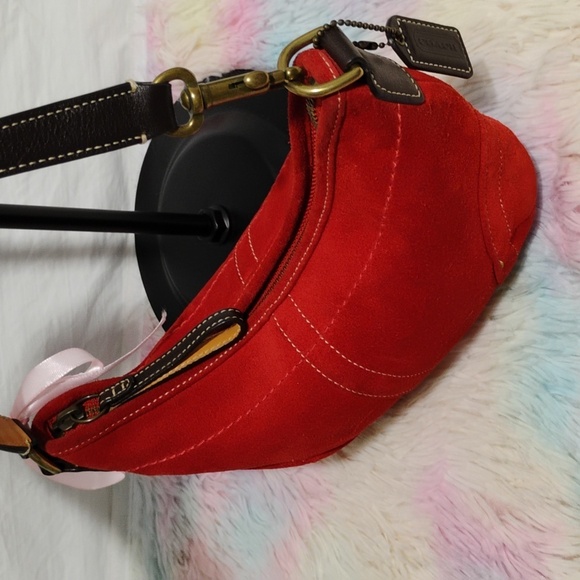 RARE! Coach Mini Red Suede Soho Handbag W Hangtag - Picture 5 of 13